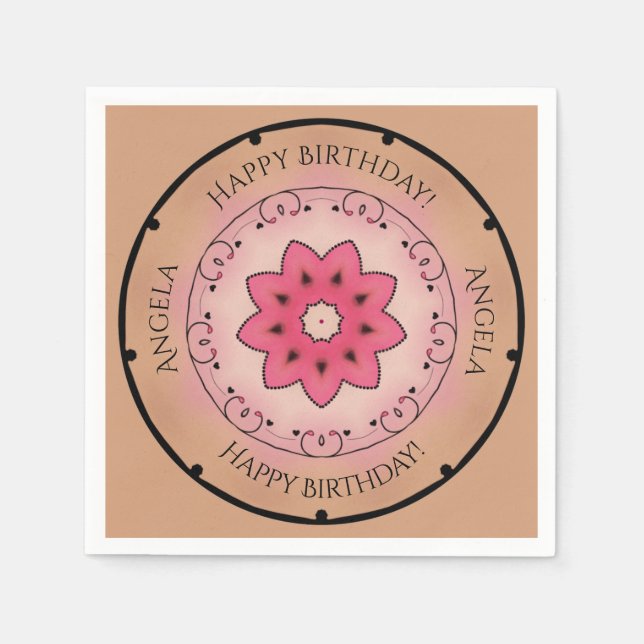 Rose Happy Birthday  Napkin (Front)