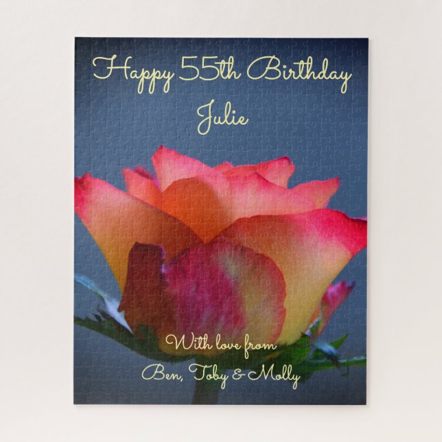 Rose Happy Birthday Personalizable Jigsaw Puzzle (Vertical)