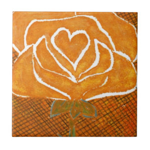 "Rose Heart #3" Kitchen Garden Ceramic Tile