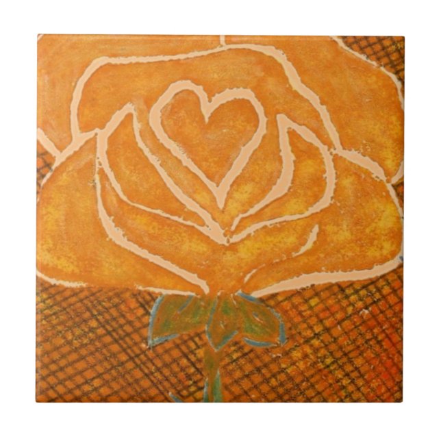 "Rose Heart #3a" Kitchen Garden Ceramic Tile (Front)
