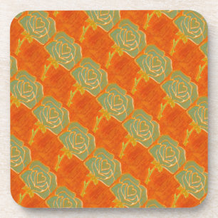 "Rose Heart #4 Tiled Pattern" Floral Coaster Set