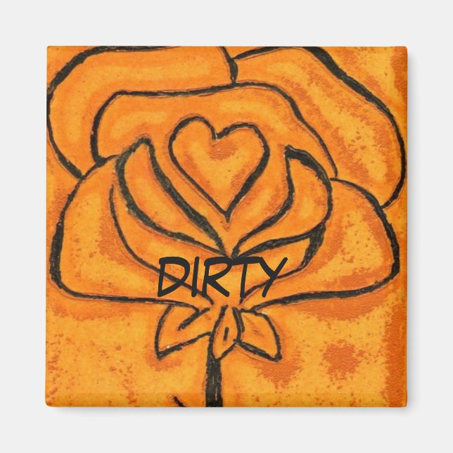 "Rose Heart #5" Dirty Dishwasher Status Magnet (Front)