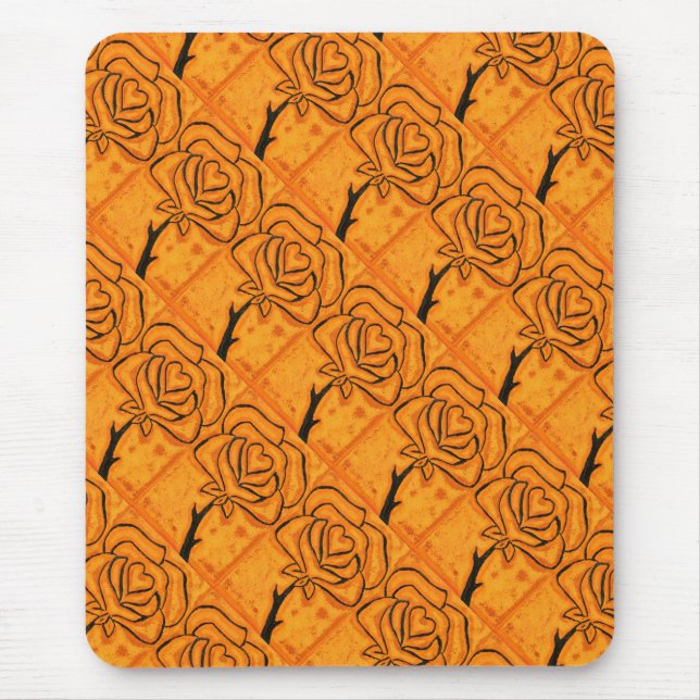 "Rose Heart #5" Tiled Pattern Floral Mousepad (Front)