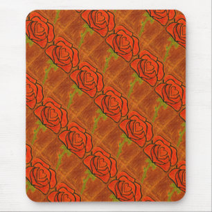 "Rose Heart #6" Tiled Pattern Floral Mousepad