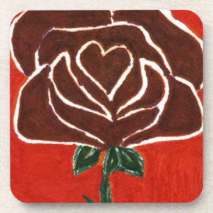 "Rose Heart #7" Floral Coaster Set
