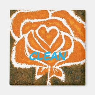"Rose Heart #8" Clean Dishwasher Status Magnet