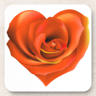 Rose Heart Bright Orange Coaster