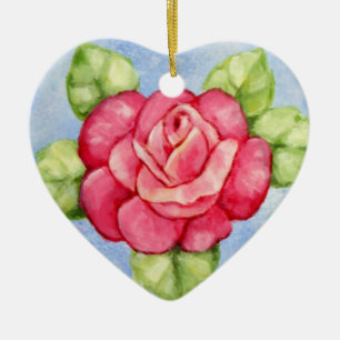 Rose Heart Christmas Ornament