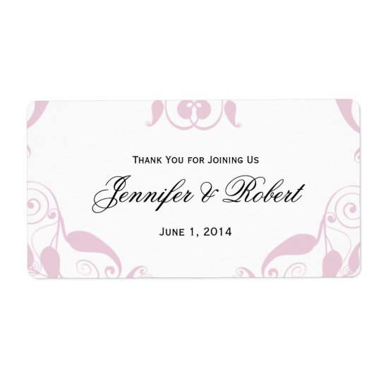 Rose Heart Floral Wedding Water Bottle Label Shipping Label