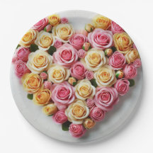 Rose Heart Paper Plates 9"