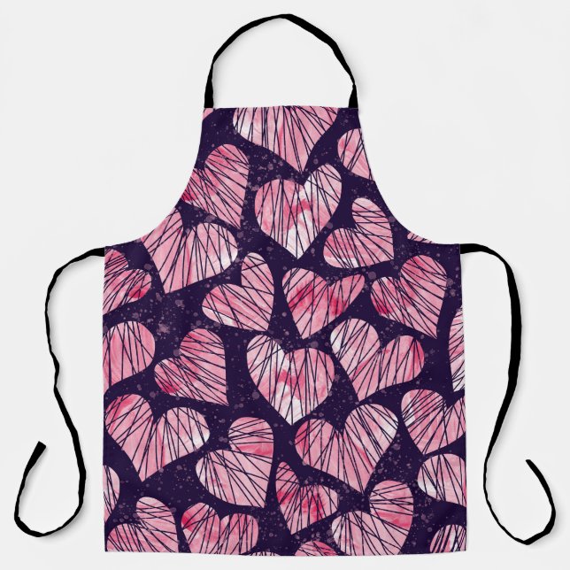 Rose heart: watercolor seamless pattern. apron (Front)