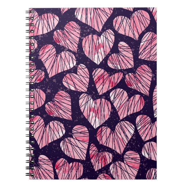 Rose heart: watercolor seamless pattern. notebook (Front)