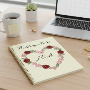 Rose Heart Wedding Planner Notebook - Cream