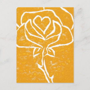 "Rose Heart Yellow" Floral Postcard