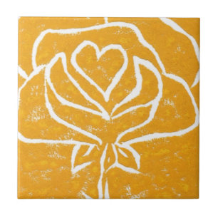 "Rose Heart Yellow" Kitchen Garden Ceramic Tile