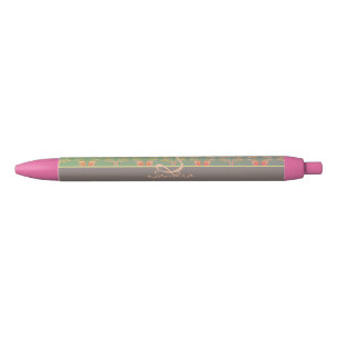 Rose Hearts and Plum Personal Stationery Black Ink Black Ink Pen