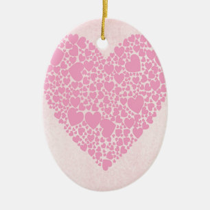 Rose Hearts Ceramic Ornament