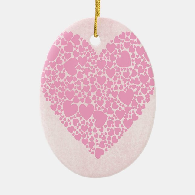 Rose Hearts Ceramic Ornament (Front)