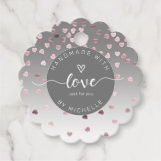 rose hearts handmade with love monogram favour tags