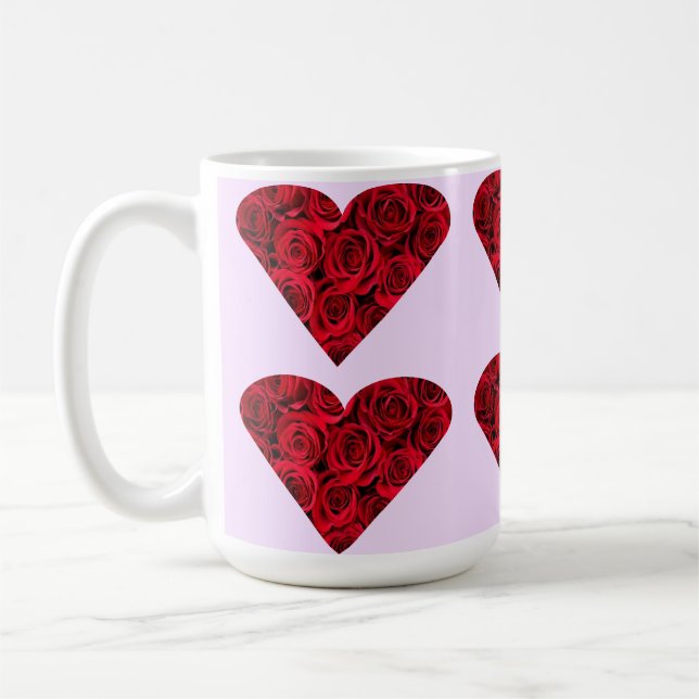 Rose Hearts on Pink Cup Mug  (Left)
