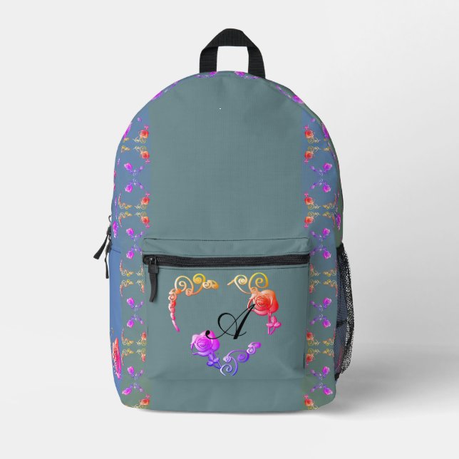 Rose Hearts & Powder Blue Print Cut Sew Bag (Front)
