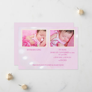 Rose Hello World Girl Faire-part de naissance