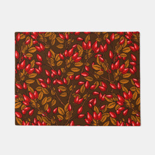 Rose hips, brown and red doormat