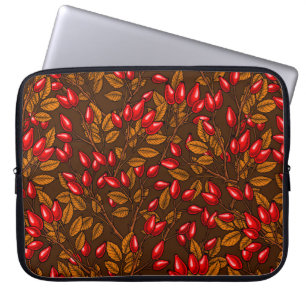 Rose hips, brown and red laptop sleeve
