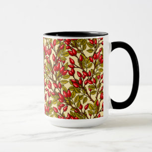 Rose hips, red, green, yellow mug