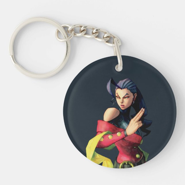Rose Holding Up Two Fingers Keychain (Front)
