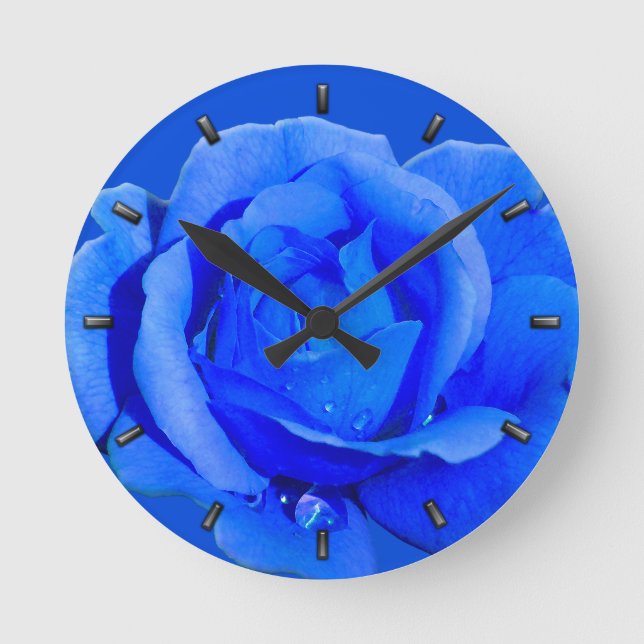 Rose Horloge Bleu Rose Fleur Mur Horloge Rose cade (Recto)