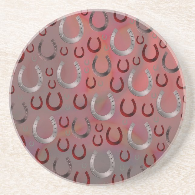 rose,horseshoe, silver, pattern grey, luck, patter coaster (Front)