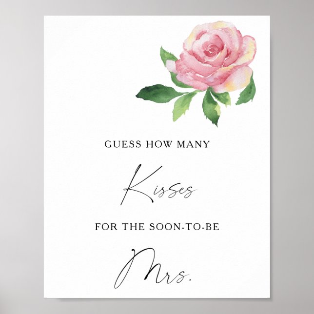 Rose - How many kisses bridal shower game Poster (Front)