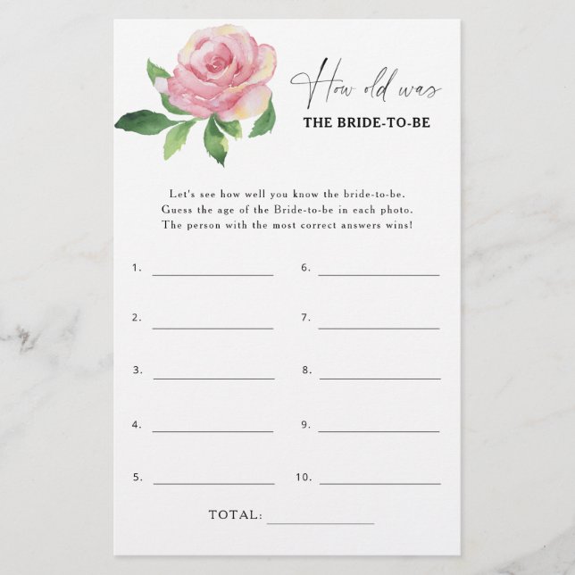 Rose - How old was the bride to be game (Front)