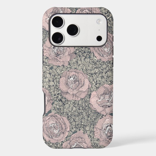 rose hydrangea floral pale pink indigo gray (Back)