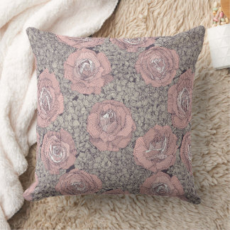 rose hydrangea floral pink mulberry plum throw pillow