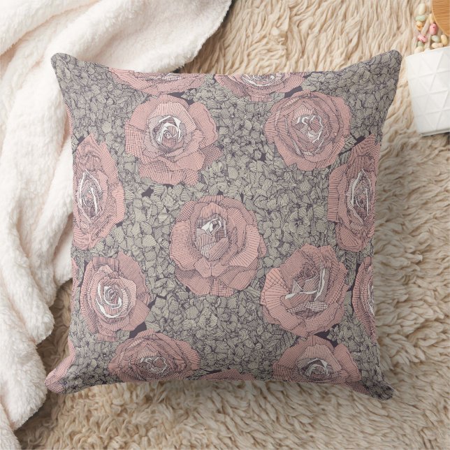 rose hydrangea floral pink mulberry plum throw pillow (Blanket)