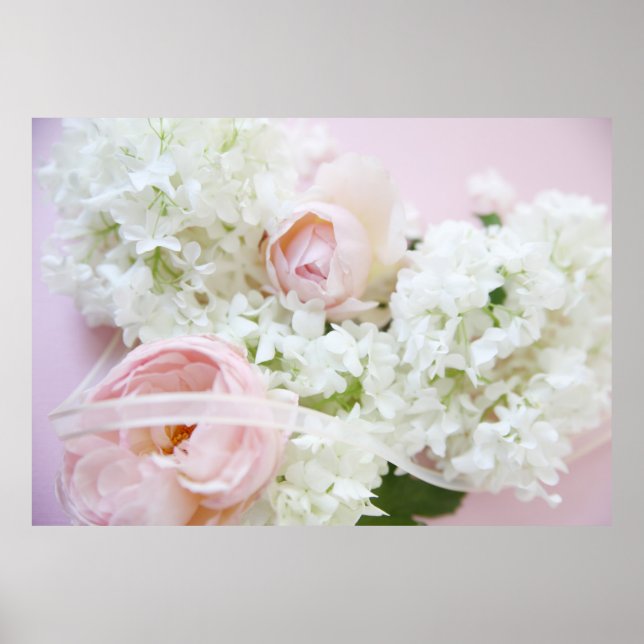 Rose hydrangea ribbon poster (Front)