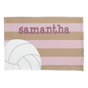 Rose & Iced Coffee Giant Volleyball Striped Pillowcase