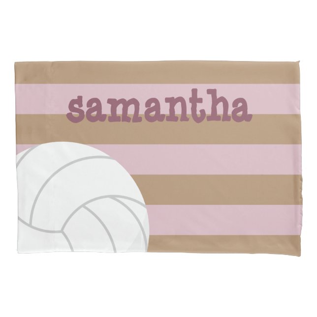 Rose & Iced Coffee Giant Volleyball Striped Pillowcase (Front)