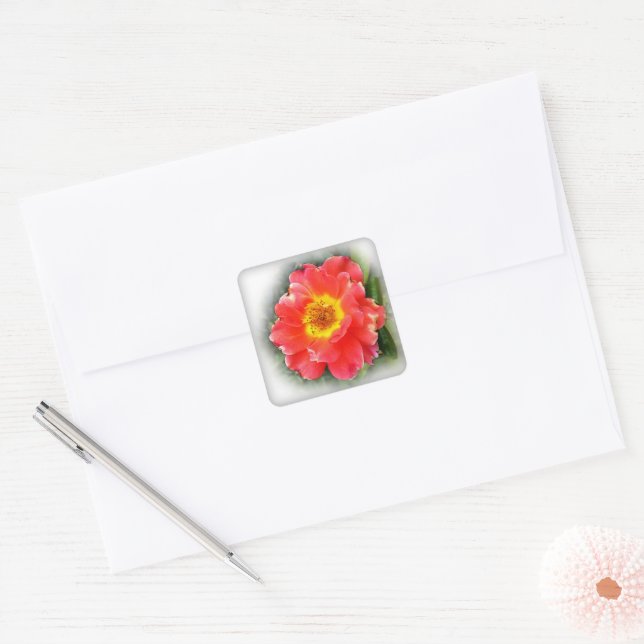 Rose in autumn square sticker (Envelope)