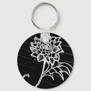 Rose in black keychain