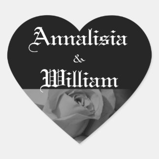 "Rose In Black & White" (1) Heart Sticker