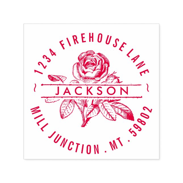 Rose In Circle Self-Ink Return Address Stamp (Design)
