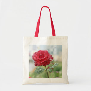 Rose in raindrops   tote bag