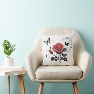 Rose, Ink & Time Throw Pillow