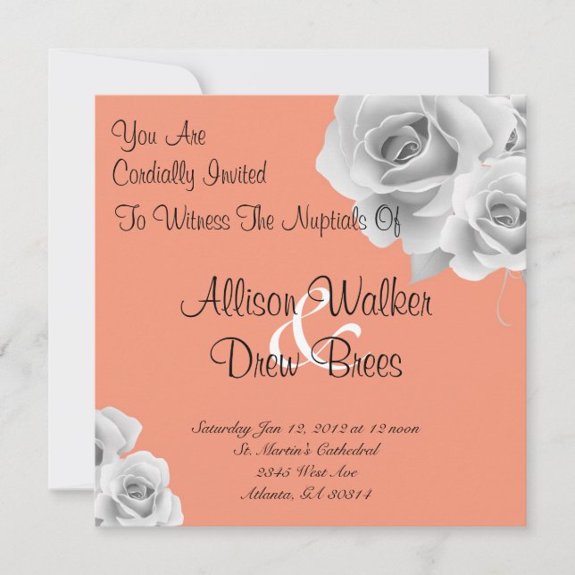 Rose Invitation (Peach) (Front)