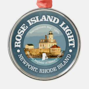 Rose Island Light Metal Ornament