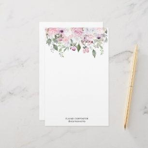 Rose Jardin Élégant Monogramme Papier papeterie