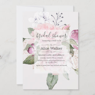 Rose Jardin floral Douche nuptiale Invitation